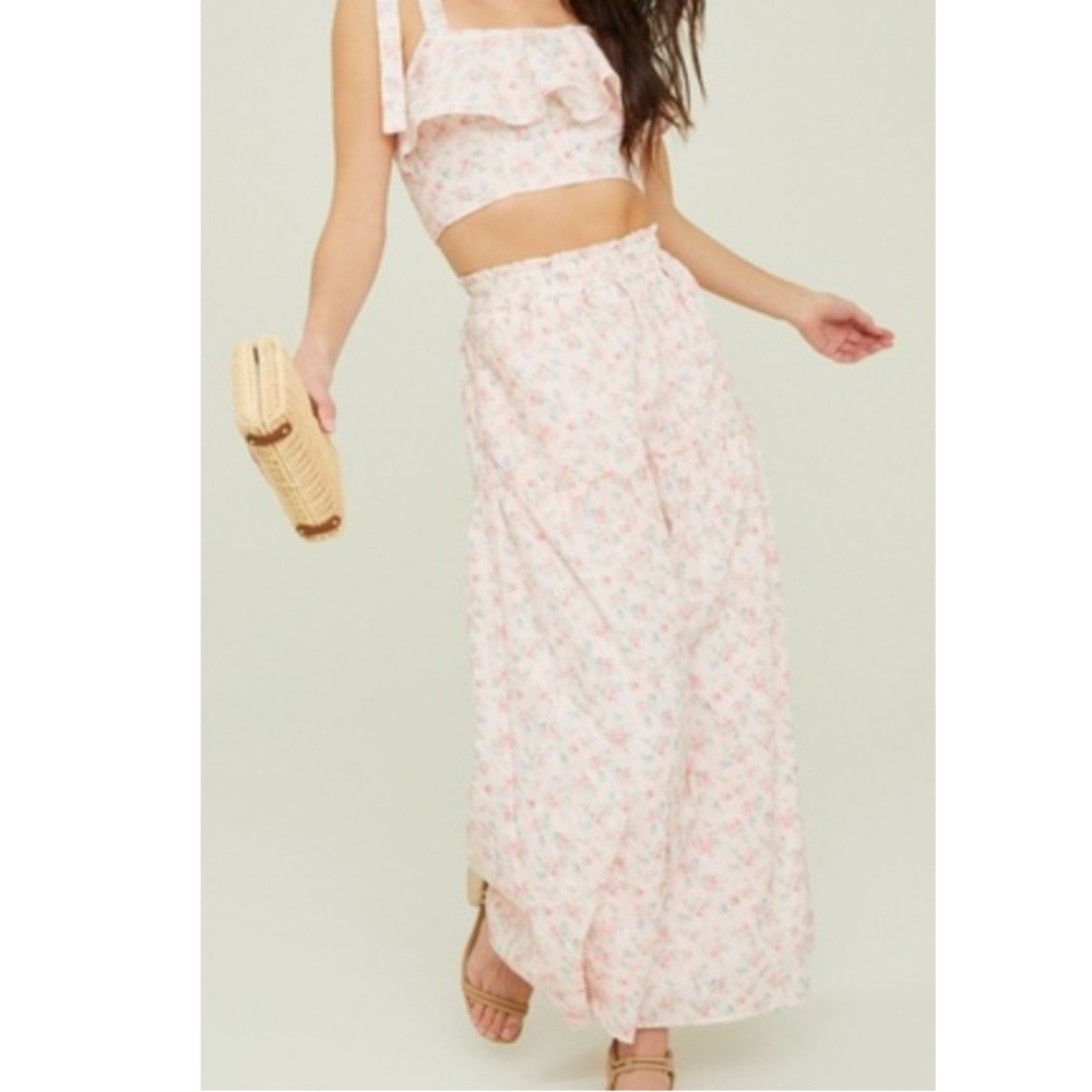 Altar’d State Floral Pink Maxi Skirt
